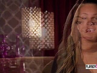 swinger guys oiling ladies' big asses in group foreplay