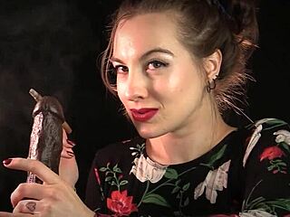 Brunette milf housewife delivers unique blowjob with dirty talk and toys in wild scene