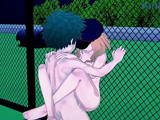 My Hero Academia hentai featuring Camie Utsushimi, Itsuka Kendo, and Izu Midoriya in intense 3D sex scene