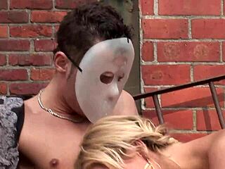 Smoking Hot Blonde Babe Gives Threesome Blowjobs Outdoors