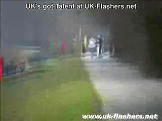 Slutty British Amateur Flashes Tits in Public