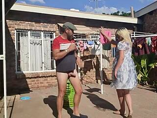 Outdoor Fucking While Removing Laundry