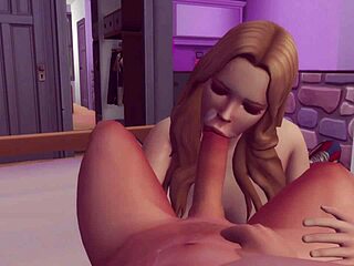 Blonde Rubs Pussy on Big Cock Until Cumshot, Then Deepthroat Swallow with Anal Creampie