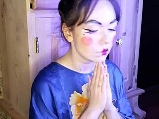 Asian woman from Japan enjoys smoking