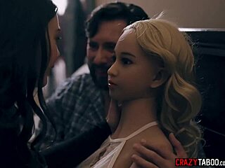 Teen Explores Threesome With Man And Doll