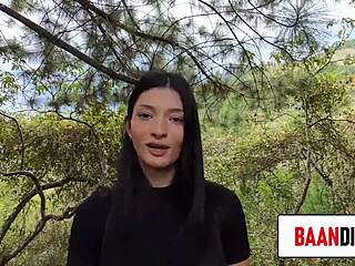 sexy colombian babe with huge ass found in wild mountains for steamy action.