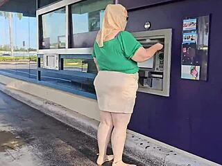 Kinky Muslim milf tricked into pussy eating by stranger in lot.