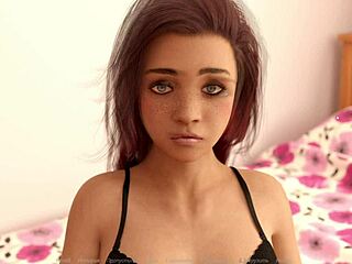 Naked girl with small tits fucks monster cock in game