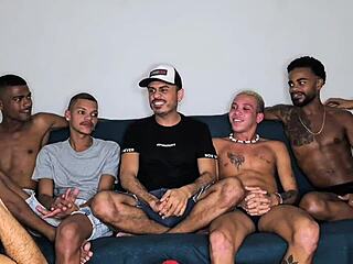 Orgia bareback explodes with big black cocks assfucking hard!