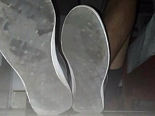 Blue Sweaty Socks And Barefeet With Cumshot