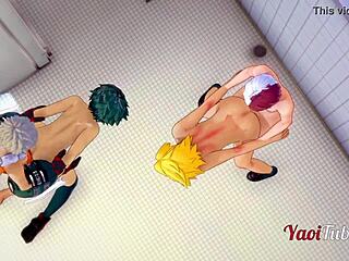 Boku No Hero Yaoi 3D - Wild Orgy in School Restroom with Deku and Friends.