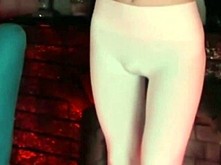 sweet eaton teases in fitted white leggings