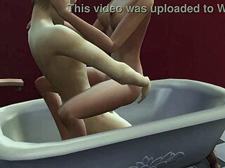 anime trial turns into wild monster fuck in steamy bath scene