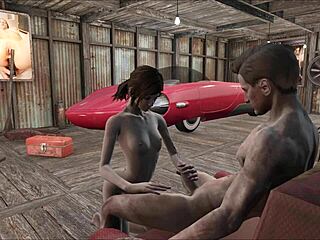 Brunette Gets a Wild Ride in Garage 3D Action