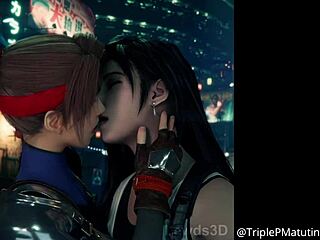 Animated 3d lesbian yuri kissing hentai with intense passion