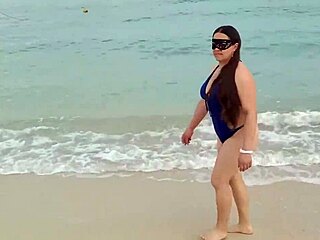 Hot milf gets milk and cum inside her slit after meeting a stranger at the beach