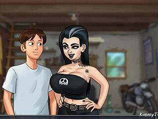 goth biker girl fucked on motorcycle outdoors.