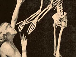 Hairy vintage pussy in Halloween retro porn scene