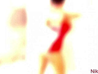 Blonde in Stockings Blows Job While Anal Toy Plays