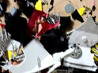 Watch Her Crush Cars With Boots While Sucking Big Cock?