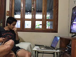 Brunette milf ela gets bent over and fucked hard with monster cock during game time