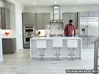 Naughty maid Chloe Temple deepthroats huge BBC. She bends over for cum in mouth.