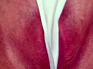 hiden behind her gorgeous cameltoe i found her tiny 18+ clit i play with till she cums