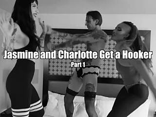 jasmine and charlotte pegging goth hooker's ass hard