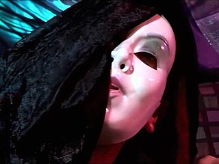 Blonde in latex sucks cocks through glory hole