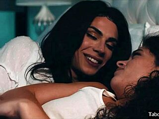 beautiful shemale seduces and screws a stunning female in bed