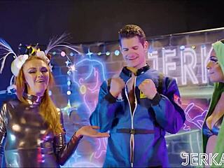 Jerkaoke Sexy Babe Armani Dream Gets Deepthroat Fucked Hard in Space