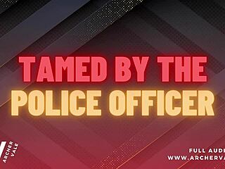 Intriguing police officer in chastity cage for gay training