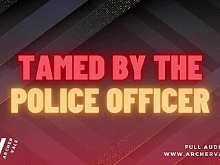 Intriguing police officer in chastity cage for gay training