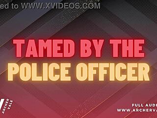 Intriguing police officer in chastity cage for gay training