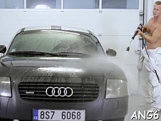 the sight of beauty licking his cock gives stud much delight 😍