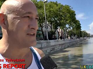 classy european woman in heels and stockings performs handjob and fingering