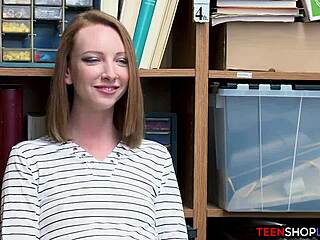 redhead teen shoplifter caught by mall cop