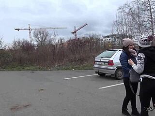 Sexy brunette convinced by dude in van to stay after intense ride