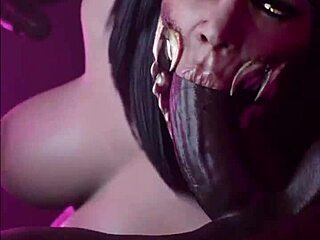 Cartoon hentai babe strips with wild ripped clothes dance