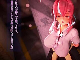 Papakatsu JK rides big cock for creampie in hentai