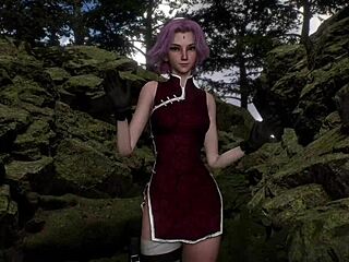 Sakura Shinobi Dances Seductively Outdoors