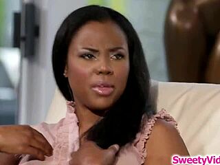 Ebony Babe with Small Tits Facesits Busty Friend