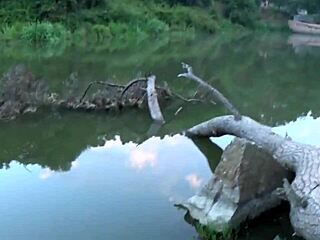 Incredible outdoor blowjob with cum in mouth of muscular Argentine Karyn Bayres