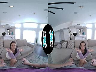 WetVR Huge Thick Dick Slides Deep Into Skinny Brunette's Pussy for Hardcore Blowjob and Creampie in VR Porn