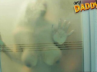 fucking my blonde girlfriend with big cock in the steam