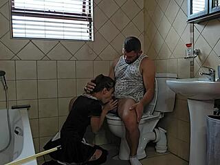 Petite French Maid Receives Cumshot After Gagging And Blumkin