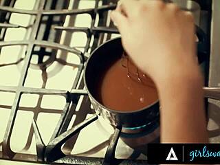 Lonely wife cheats with husband's boss Angela White during intimate dinner