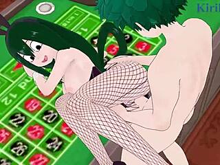 Nejire Hado, Tsuyu Asui, Izuku Midoriya in Bunny Girl Outfits Have Wild Sex - My Hero Academia Hentai.