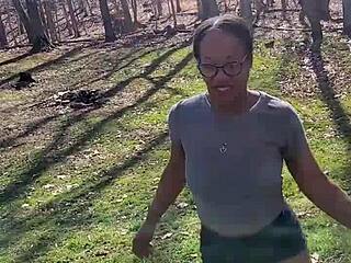 Ebony Submissive Holds Pee Outdoor As Master Orders Piss Play On Her Big Ass