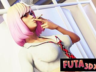 Big Dicked Redhead Futa Face Fucks and Titty Fucks Hot Babe Intensely